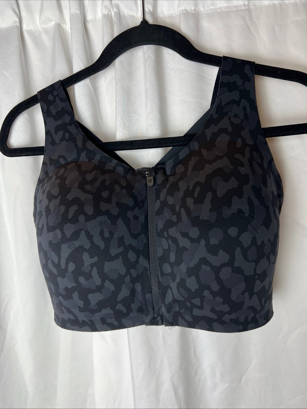 Lululemon Front-Zip Black Leopard Print Sports Bra